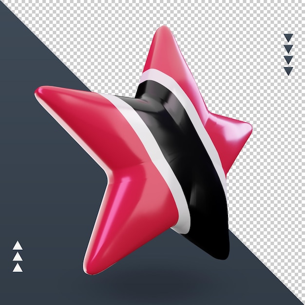 PSD 3d star trinidad and tobago flag rendering left view