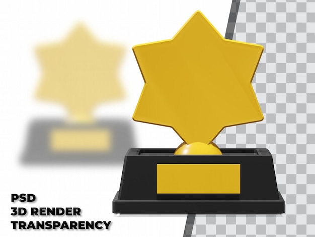 PSD 3d star trophy met transparante achtergrond