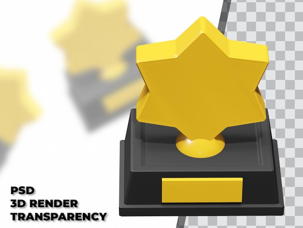 PSD 3d star trophy with transparency background