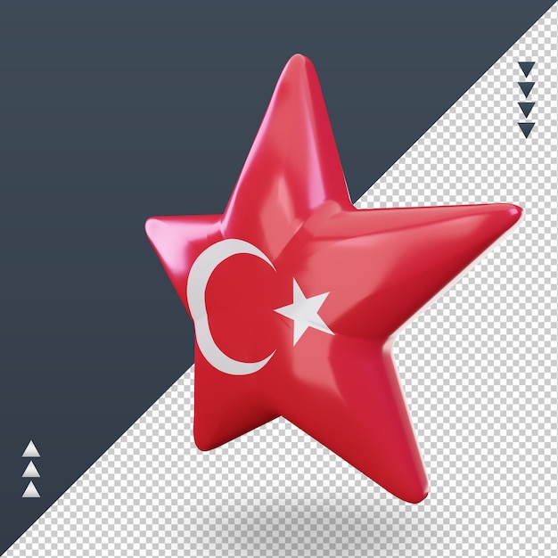 3d star bandiera turchia rendering vista a destra