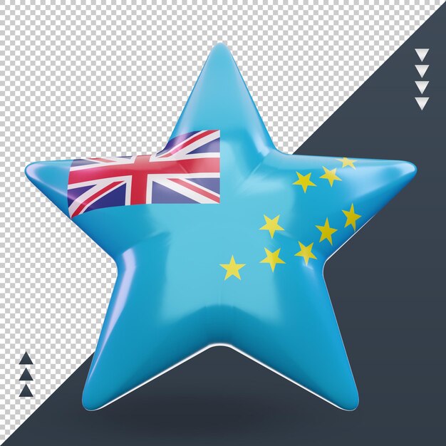 PSD 3d star tuvalu bandiera rendering vista frontale