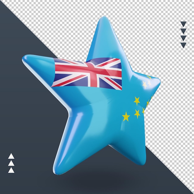 PSD 3d star tuvalu flag rendering left view