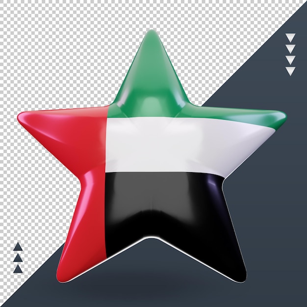 PSD vista frontale della rappresentazione della bandiera degli emirati arabi uniti della stella 3d