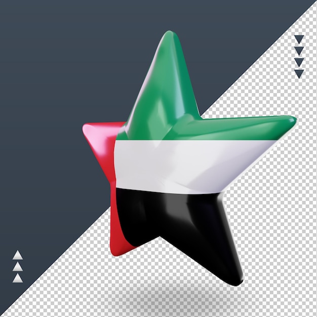 3d star bandiera degli emirati arabi uniti rendering vista a destra