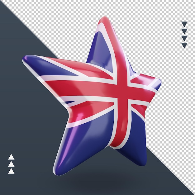 3d star United Kingdom flag rendering left view