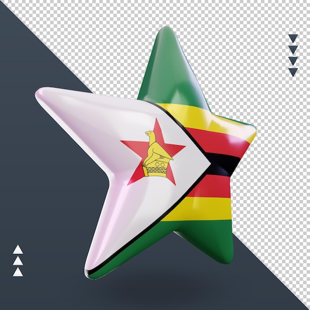 PSD 3d star bandiera dello zimbabwe rendering vista a sinistra