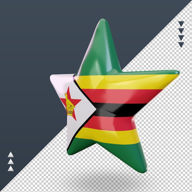 3d star bandiera dello zimbabwe rendering vista a destra