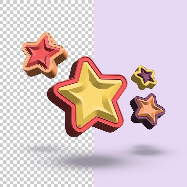 3d stars multicolor with different angle