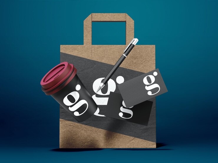 PSD 3d stationary logo mockup