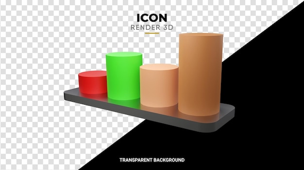 PSD rendering di alta qualità dell'icona delle statistiche 3d