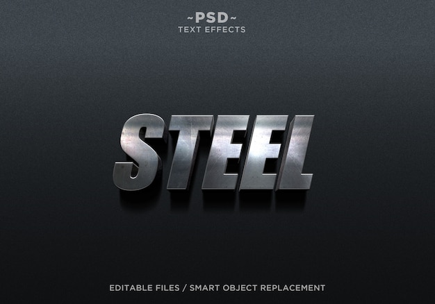 3D Steel Metal 2 Effect bewerkbare tekst