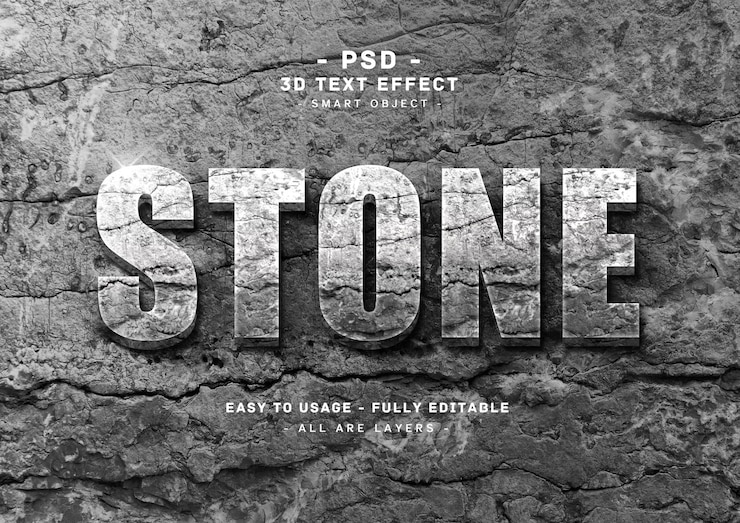 PSD 3d-steen tekst stijl effect