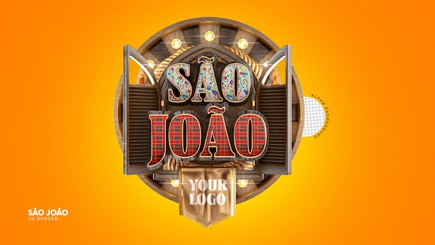 3d-stempel in het portugees geïsoleerd voor compositie sao joao festa junina brazil
