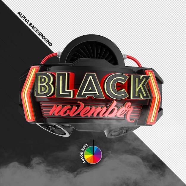 3d-stempel voor black friday-compositie black november-productpromoties