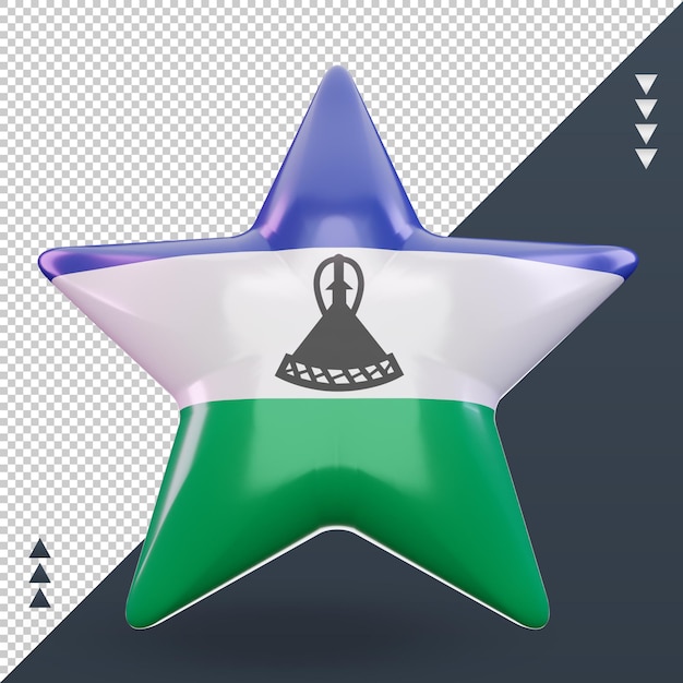 PSD 3d-ster lesotho vlag rendering vooraanzicht