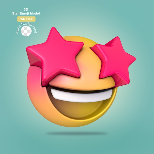 3d-ster liefde emoji-weergave