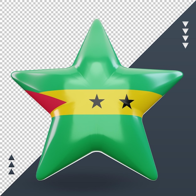 3d-ster sao tome en principe vlag rendering vooraanzicht