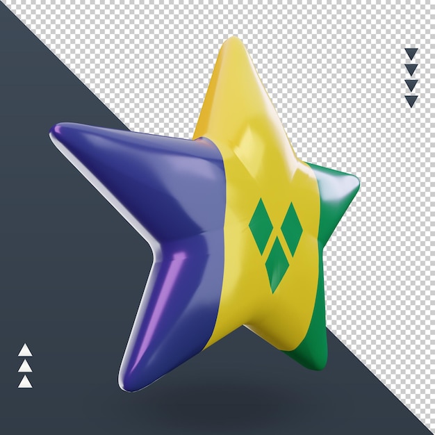 3d-ster st vincent en de grenadines vlag weergave linker weergave