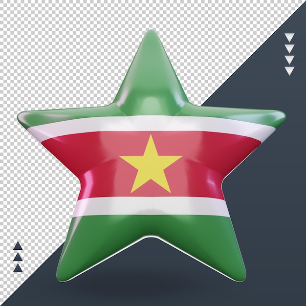 PSD 3d-ster surinaamse vlag rendering vooraanzicht