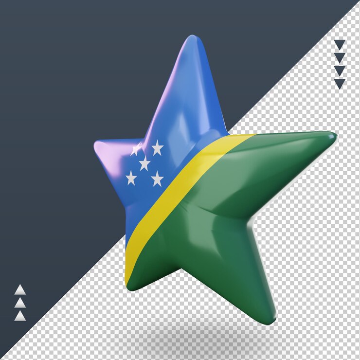 PSD 3d-ster vlag van de salomonseilanden weergave juiste weergave