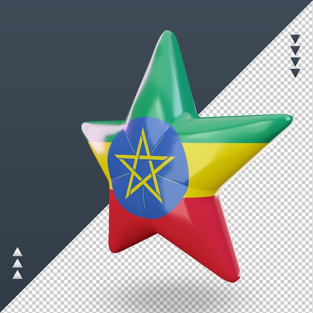 PSD 3d-ster vlag van ethiopië weergave juiste weergave