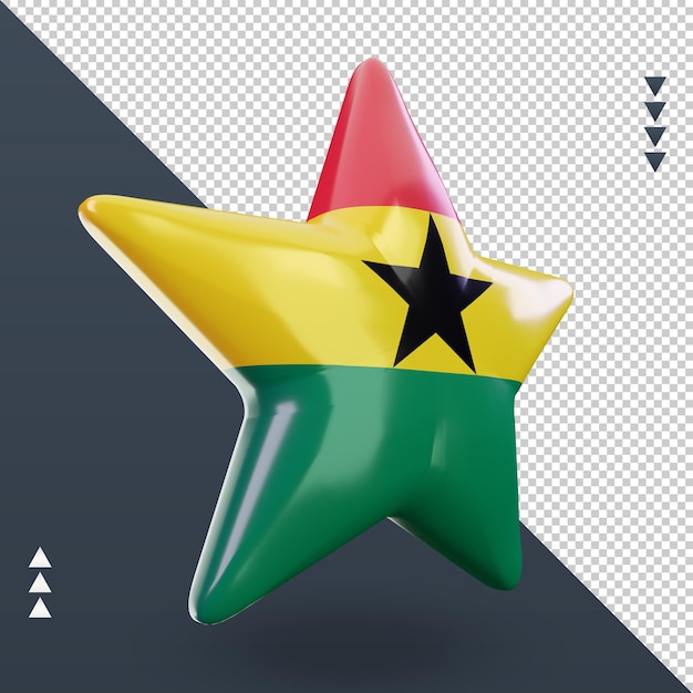 PSD 3d-ster vlag van ghana weergave linker weergave