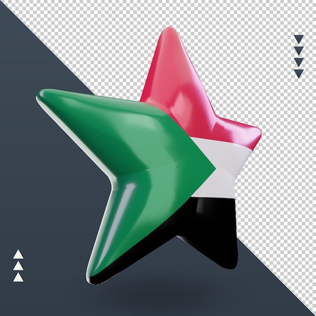 PSD 3d-ster vlag van soedan weergave linker weergave