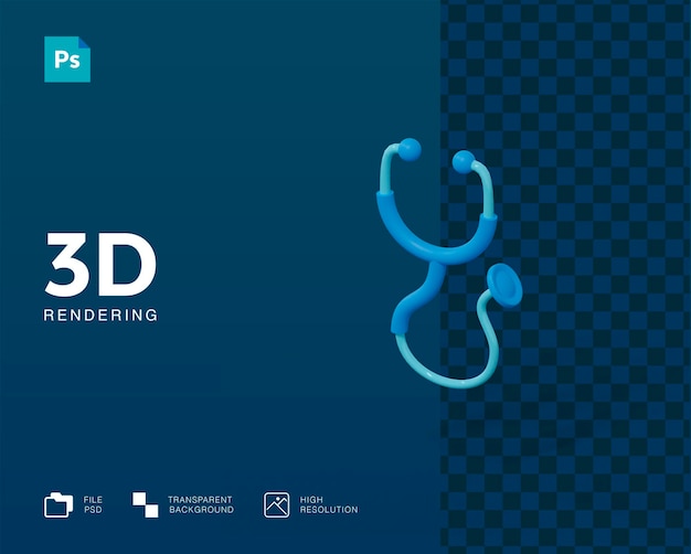 PSD 3d stethoscoop rendering geïsoleerd