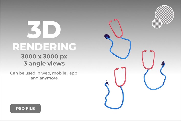 PSD 3d stethoscope illustration object rendered premium psd