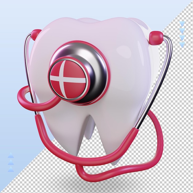 3d Stetoskop Dentysta Flaga Danii Renderująca Prawy Widok