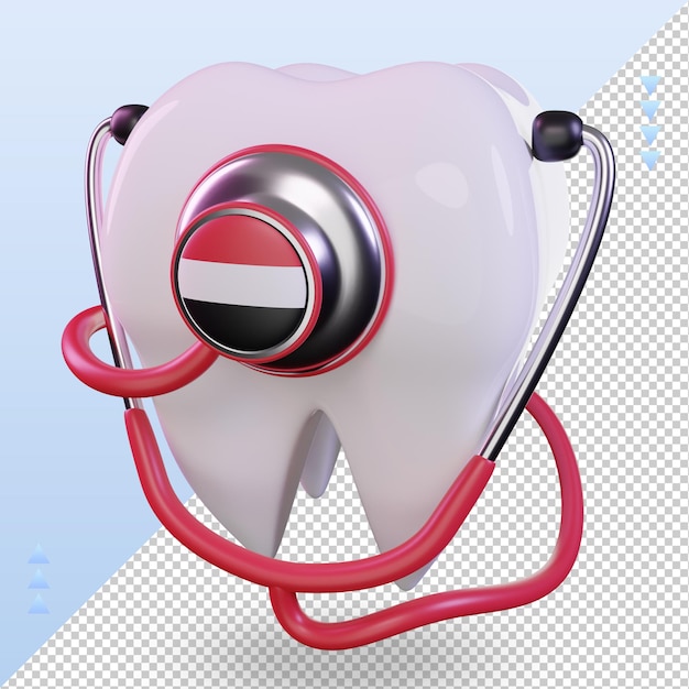 3d Stetoskop Dentysta Flaga Jemenu Renderująca Prawy Widok