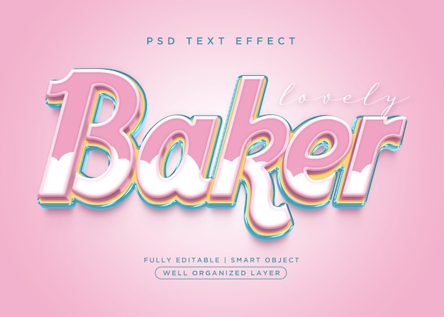 PSD 3d-stijl bakker teksteffect