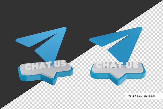 PSD 3d-stijl chat telegram social media-logo