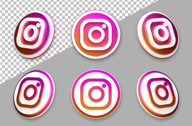 3D-stijl Instagram social media logo set