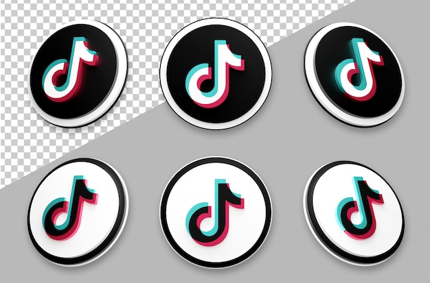 PSD 3d-stijl tik tok social media logo set