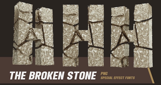 PSD 3d stone style-serie multi view letter h