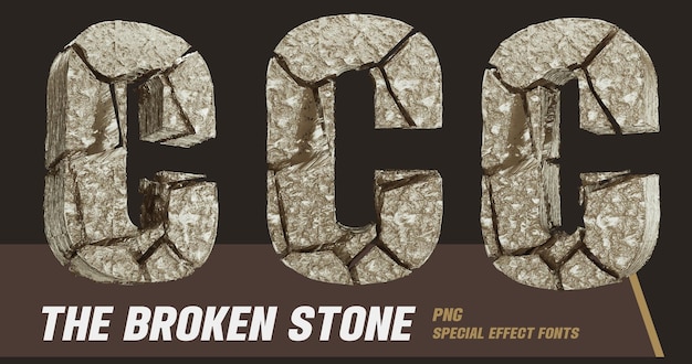 PSD 3d stone style series multi view letter c