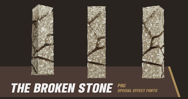 PSD 3d stone style series multi view letter i