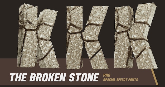 PSD 3d stone style series multi view letter k