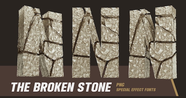 PSD 3d stone style series multi view letter n