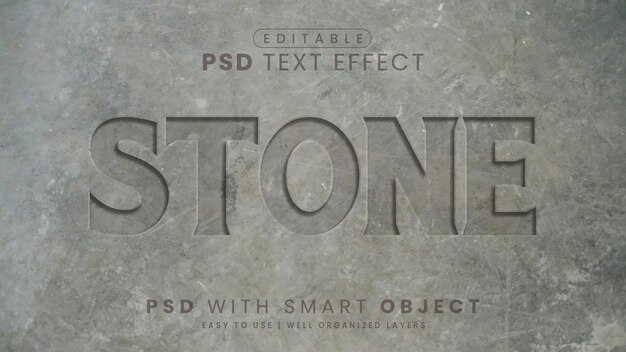 3D stone text effect editable alphabet template PSD File