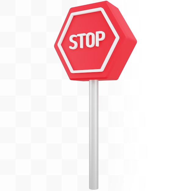 3d stop sign with metal pole