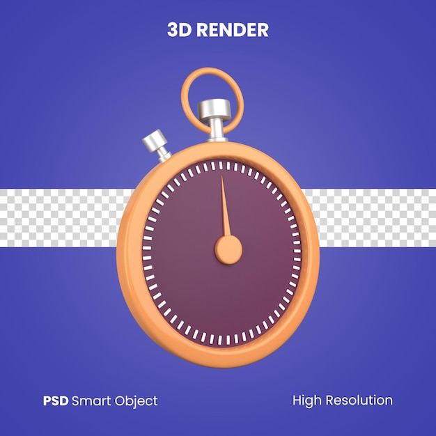 PSD il cronometro 3d rende isolato