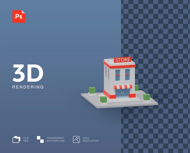 3d визуализация здания магазина