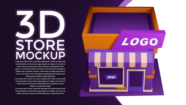 PSD 3d store mockup from all directions