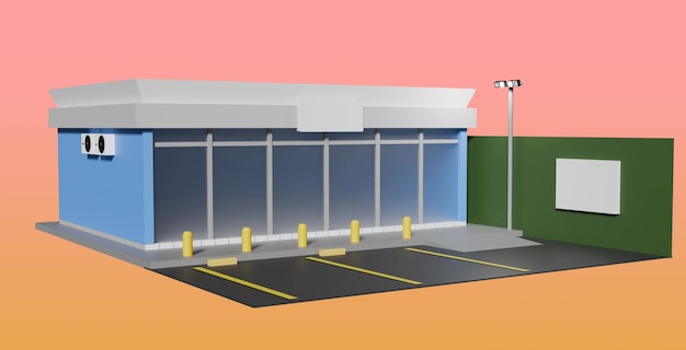 3D Store shop building icon