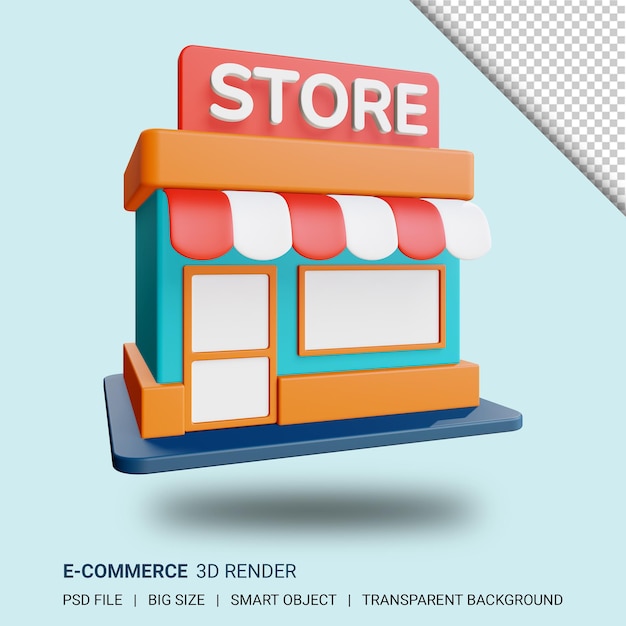 Premium PSD | 3d store with transparent background