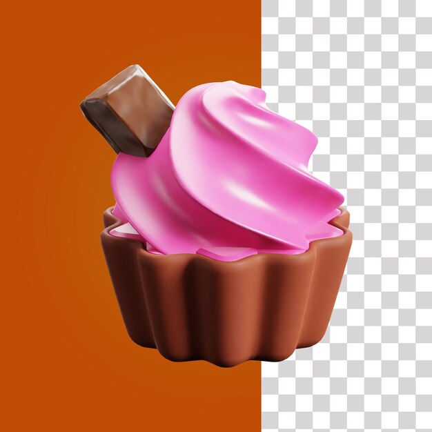 3D ストロベリーマフィン イラスト