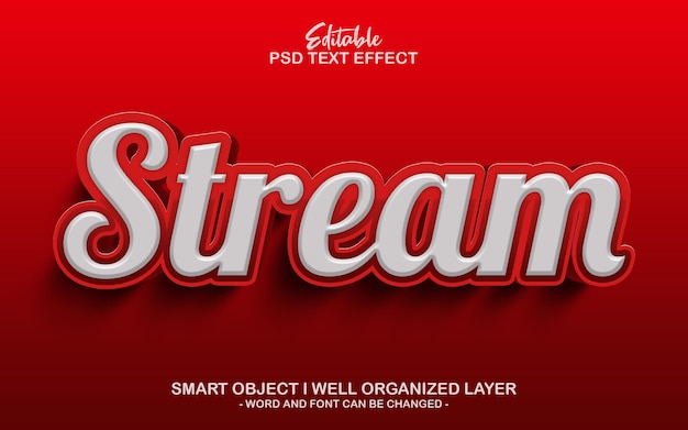 3d stream editable text effect mockup template