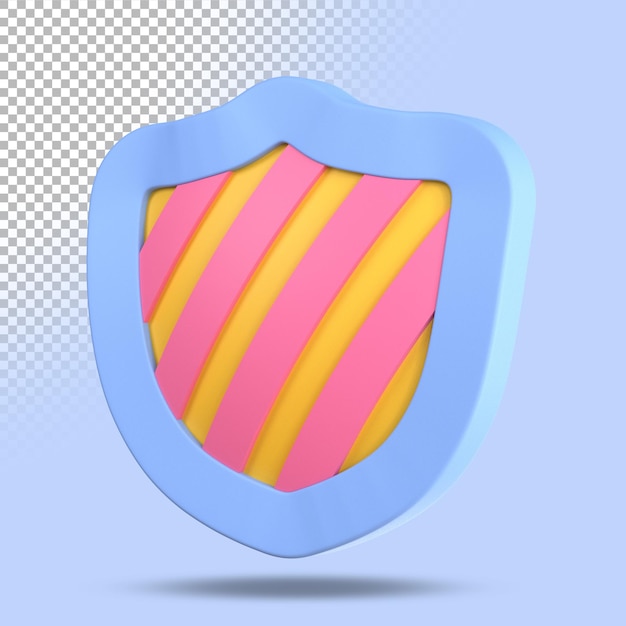 3d striped shield. three dimensional render illustration.